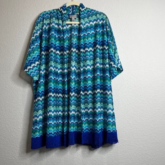 GRAVER Susan Graver Novelty Knit Kimono with Tassel Trim Sz Large - Picture 1 of 8